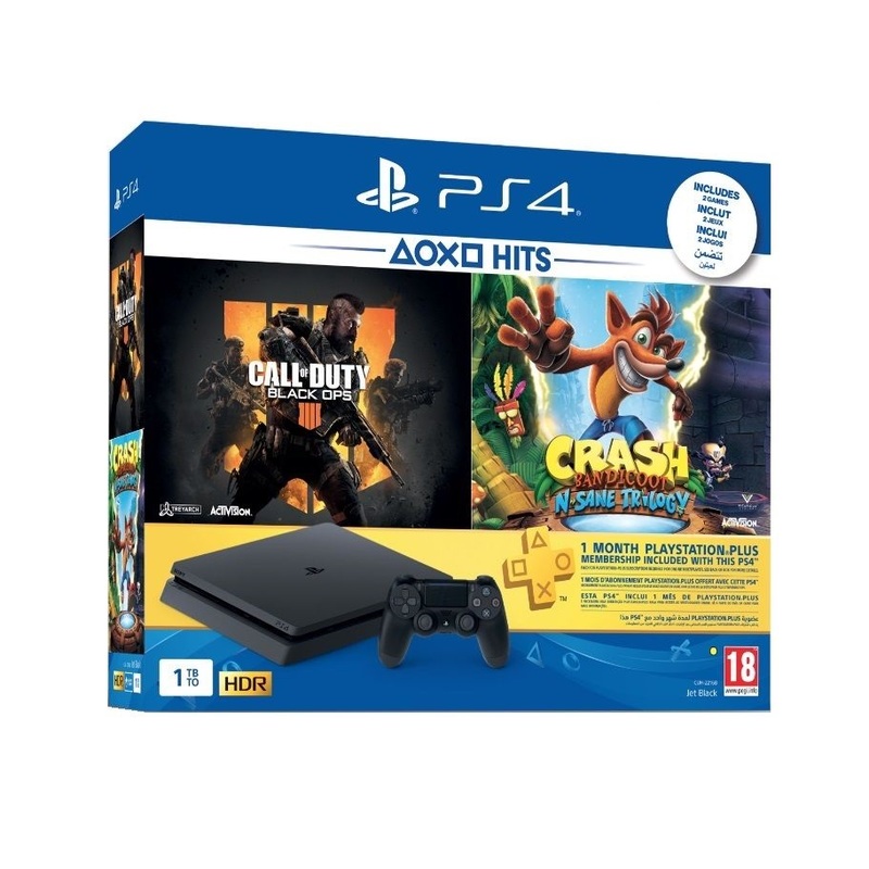 PS4 SLIM 1TB+1 game crash bandicoot cd